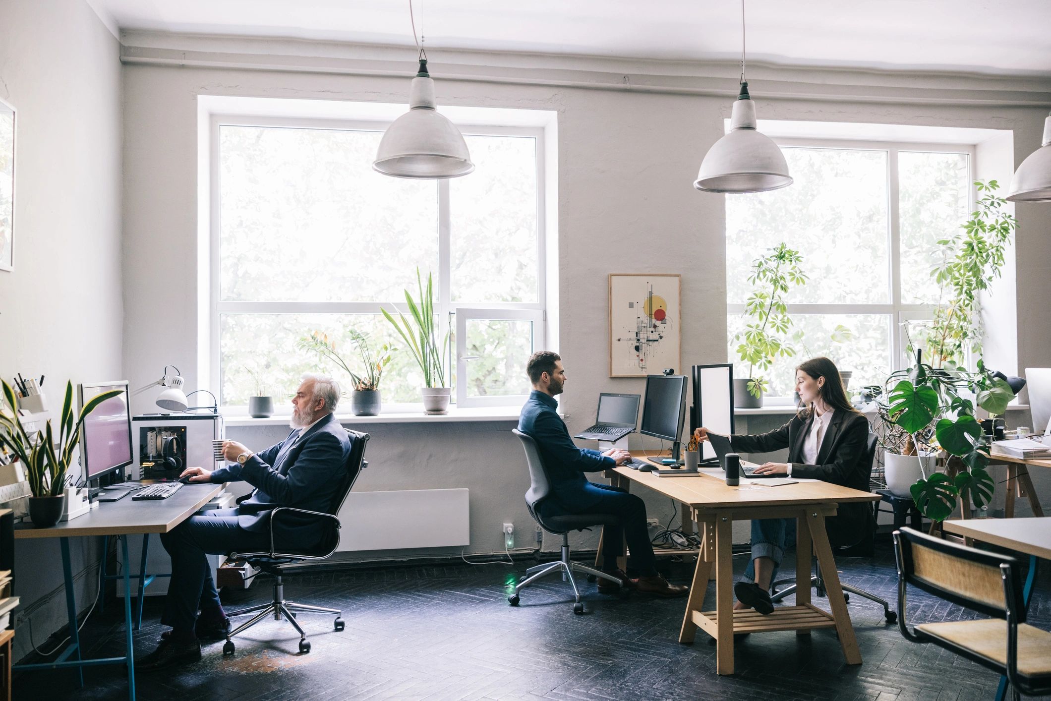 Professionals working together in a modern office