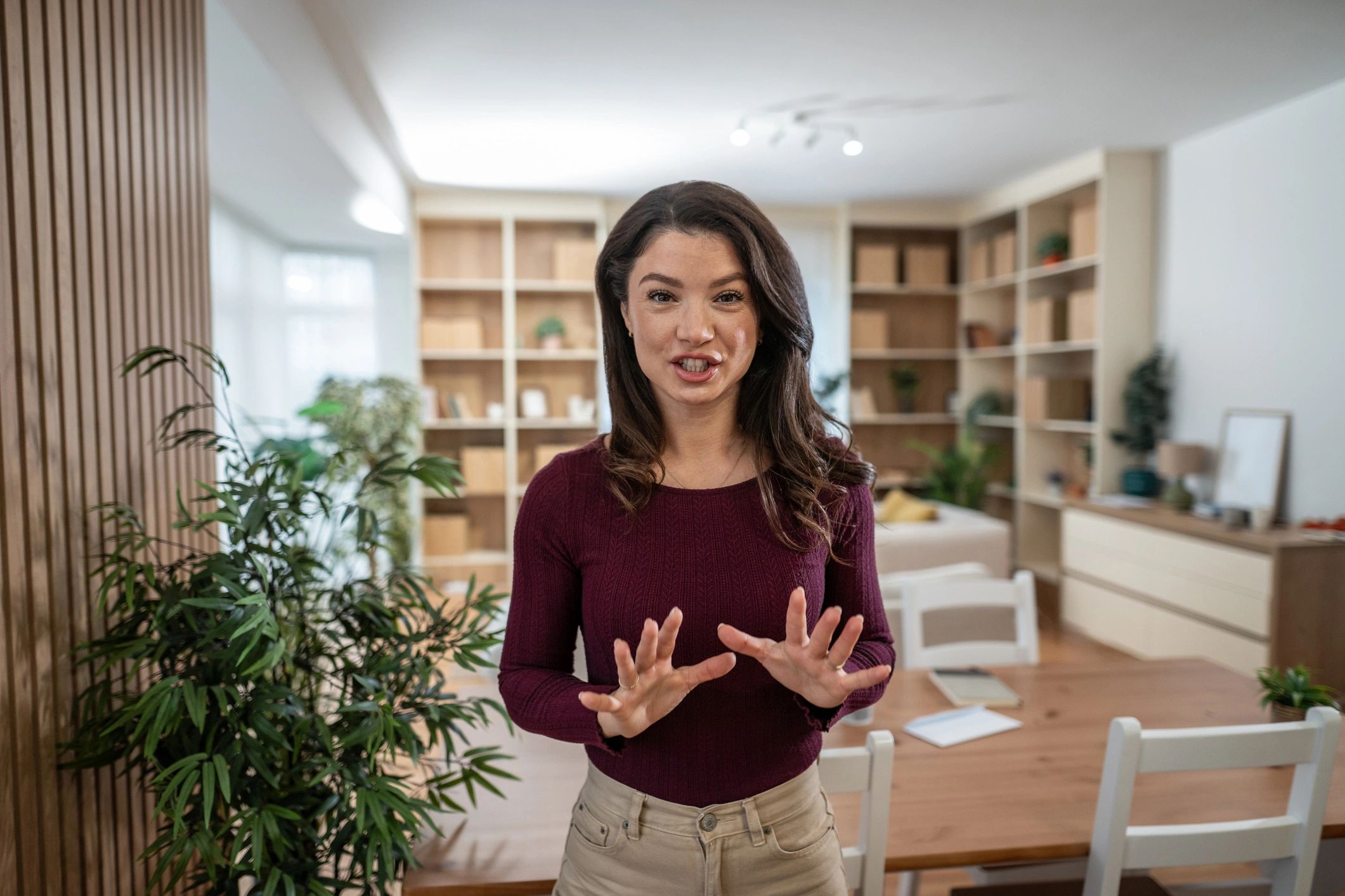Professional creating video content for a business
